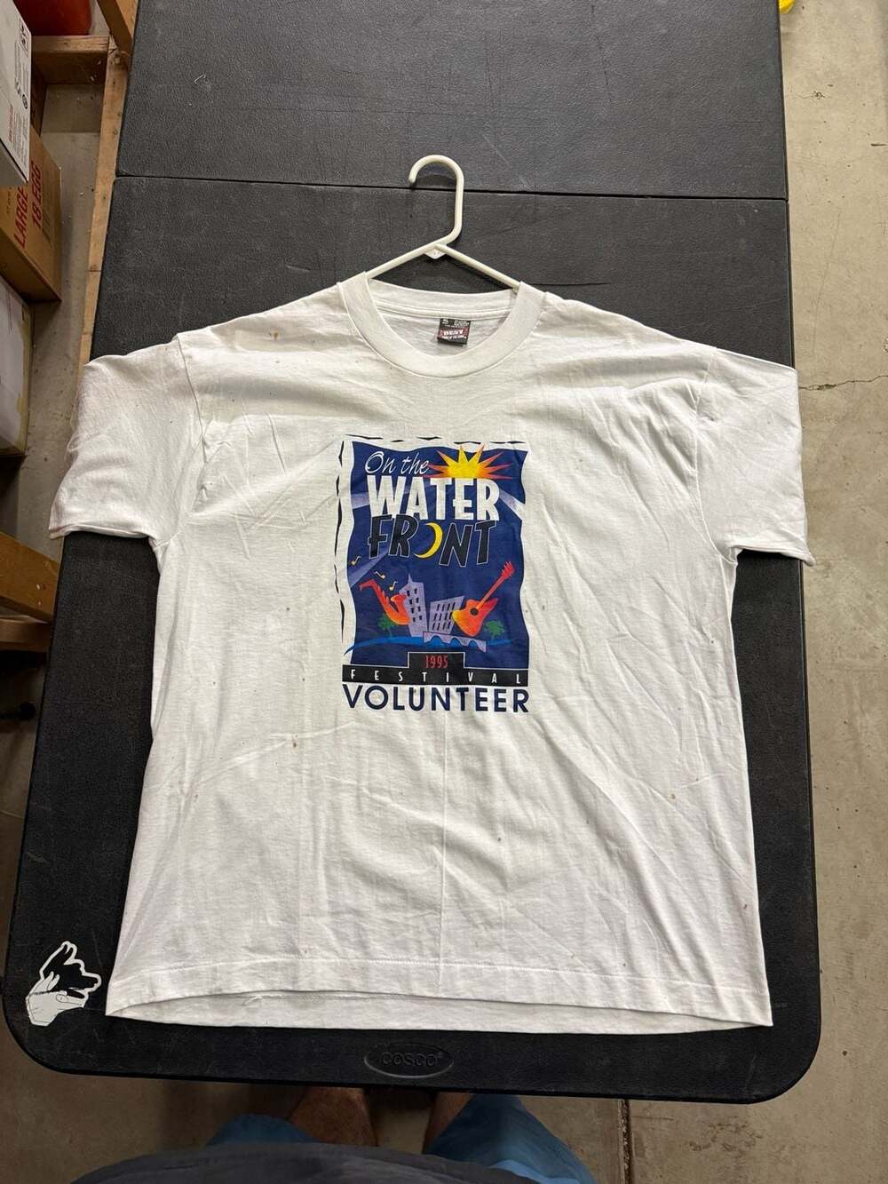 Vintage 1995 On the Water Front Festival Volunteer T-Shirt XL White Best Fruit o